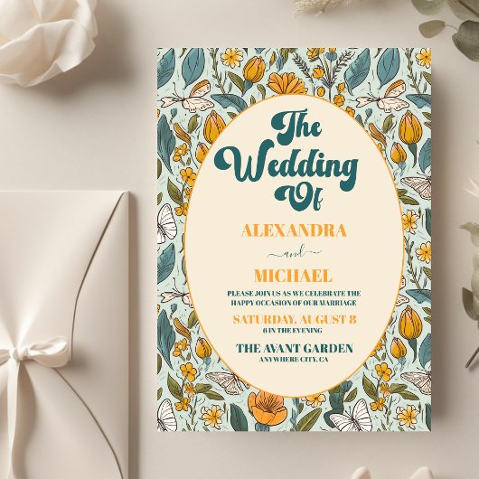 Budget Boho Chic Retro Kleurrijke Bloemige Bruilof Flyer