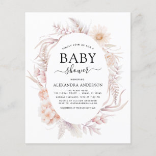 Budget Boho Chic Stof Roze Woestijn Baby Shower Flyer
