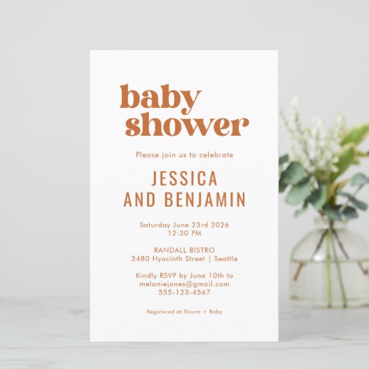 Budget Boho Chic Terracotta Baby shower (Staand voorkant)