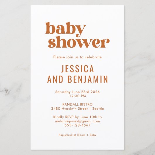 Budget Boho Chic Terracotta Baby shower (Voorkant)