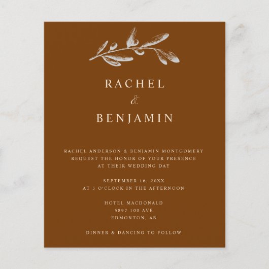 Budget Boho Chic Wedding Elegant Terracotta Copper (Voorkant)