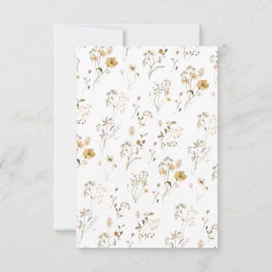Budget Boho Chic Wildebloem Bruiloft Feest Notitiekaartje (Achterkant)