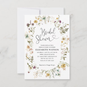 Budget Boho Chic Wildebloem Bruiloft Feest Notitiekaartje