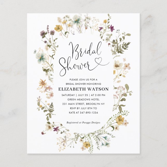 Budget Boho Chic Wildflower Floral Vrijgezellenfee (Voorkant)