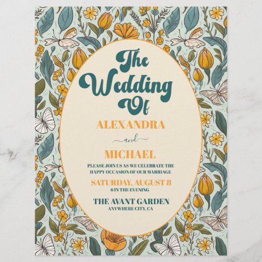 Budget Boho chique retro kleurrijke bloemenbruilof Flyer (Voorkant)