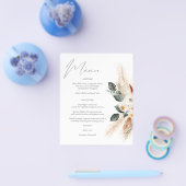 Budget Boho Copper & Beige Floral Menu Flyer (Enkel)