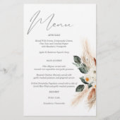 Budget Boho Copper & Beige Floral Menu Medium Siz (Voorkant)