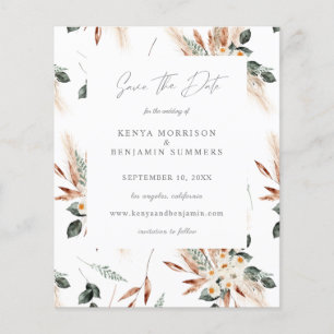 Budget Boho Copper & Beige Floral sparen de Datum Flyer