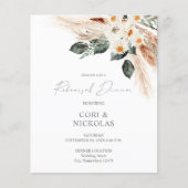 Budget Boho Copper & Floral Rehearsal Dinner Flyer (Voorkant)