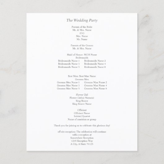 Budget Boho Copper & Floral Small Wedding Ceremony Flyer (Achterkant)