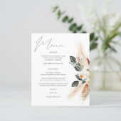 Budget Boho Copper Pampas & Beige Floral Menu (Staand voorkant)