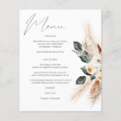 Budget Boho Copper Pampas & Beige Floral Menu (Voorkant)