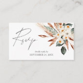 Budget Boho Copper Pampas & Floral 3SM RSVP w Meal Informatiekaartje (Voorkant)