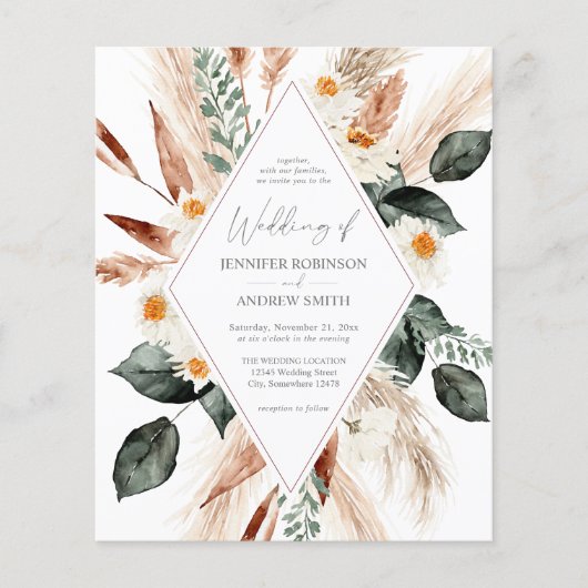 Budget Boho Copper Pampas Grass Wedding (Voorkant)