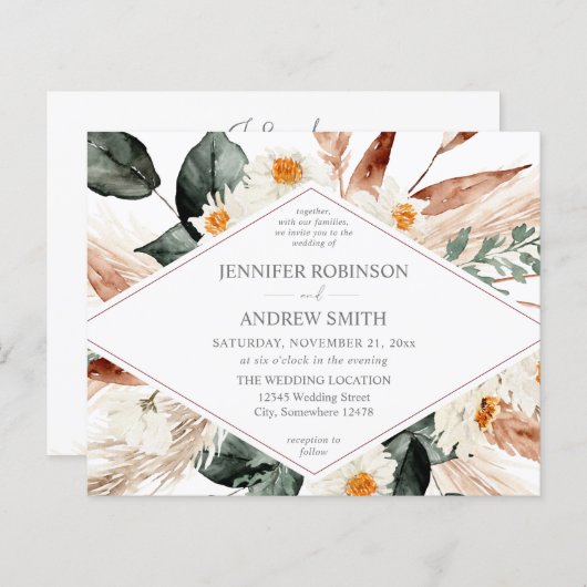 Budget Boho Copper Pampas Grass Wedding 2 (Voorkant / Achterkant)