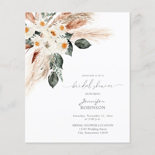 Budget Boho Copper Pampas Vrijgezellenfeest 2 Flye Flyer (Voorkant)