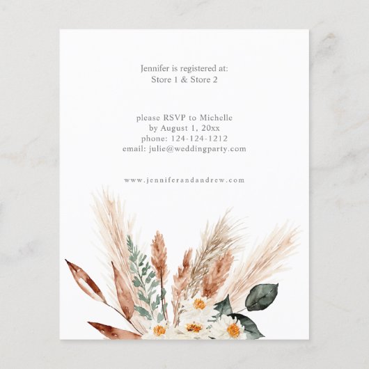 Budget Boho Copper Pampas Vrijgezellenfeest 3 Flye Flyer (Achterkant)