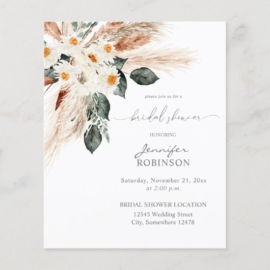 Budget Boho Copper Pampas Vrijgezellenfeest 3 Flye Flyer (Voorkant)