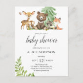 Budget Boho Cute Animals Woodland Baby shower Invi Uitnodiging Briefkaart (Voorkant)