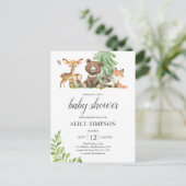 Budget Boho Cute Animals Woodland Baby shower Invi Uitnodiging Briefkaart (Staand voorkant)