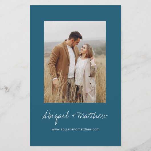 Budget Boho Dark Blauwgroen Uitnodiging tot bruilo Flyer (Achterkant)