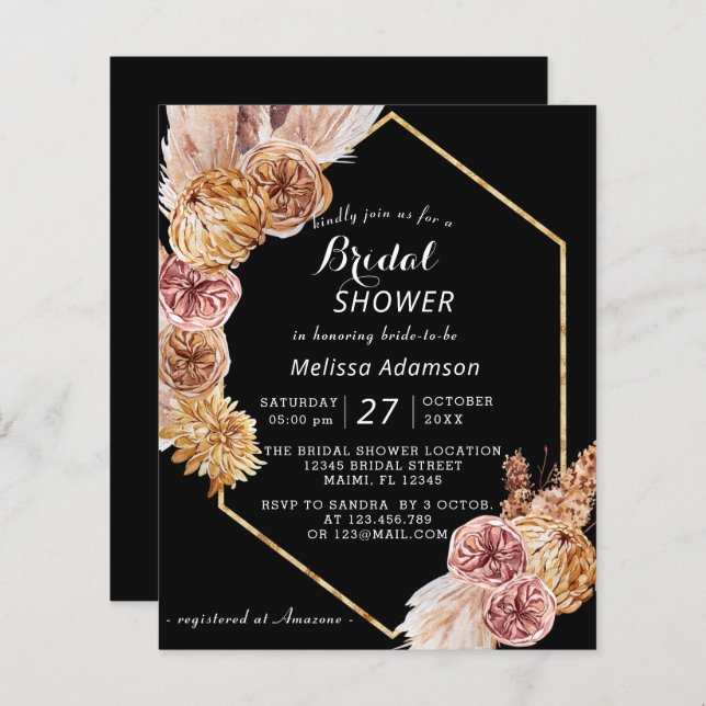 Budget Boho Desert Black Bridal Shower (Voorkant / Achterkant)