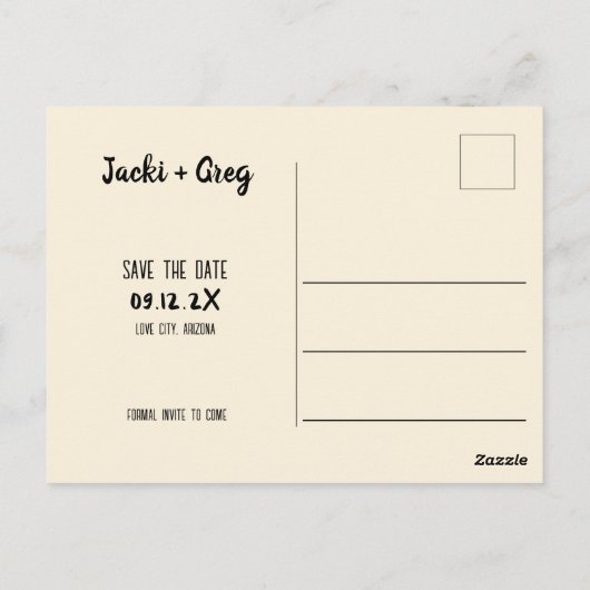 Budget Boho Desert Cactus Save The Date Uitnodigin Briefkaart (Achterkant)