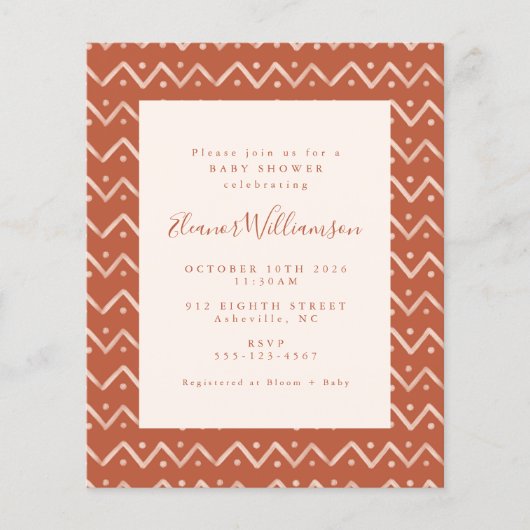 Budget Boho Desert Rust Lines Baby shower (Voorkant)