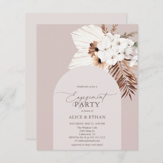 Budget Boho Dried Palm Leaves Engagement Party (Voorkant / Achterkant)