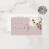 Budget Boho Dried Palm Leaves Wedding RSVP Note Ca Notitiekaartje (Voorkant / Achterkant in situ)