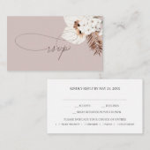 Budget Boho Dried Palm Leaves Wedding RSVP Note Ca Notitiekaartje (Voorkant / Achterkant)