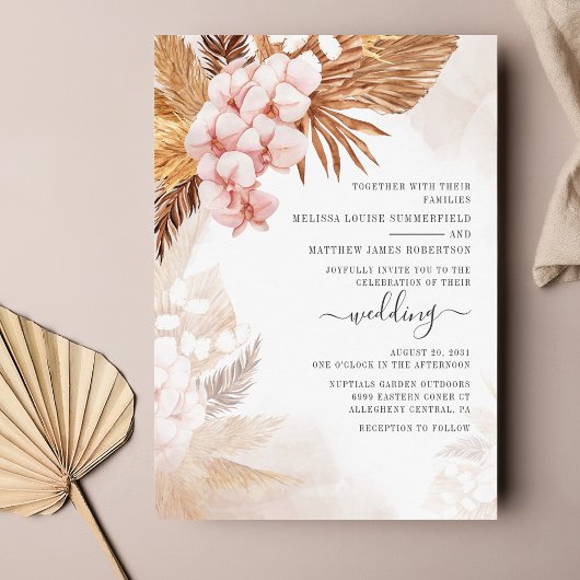 Budget Boho Dried Palms Pampas Grass Wedding