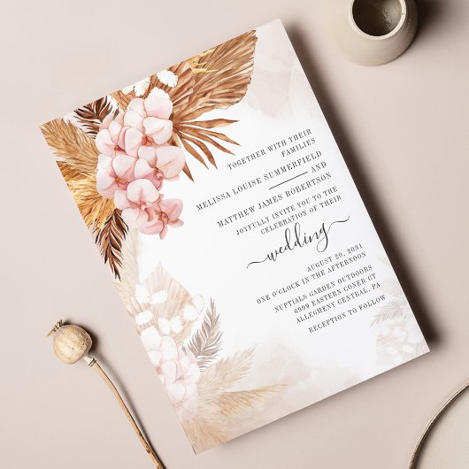 Budget Boho Dried Palms Pampas Grass Wedding