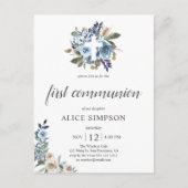 Budget Boho Dusty Blue Flowers First Community Uitnodiging Briefkaart (Voorkant)