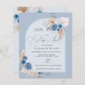 Budget Boho Dusty Blue Pampas Baby shower Invite (Voorkant / Achterkant)