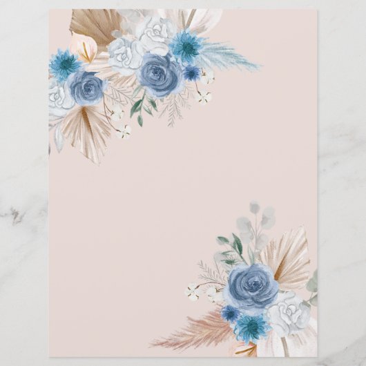 Budget Boho Dusty Blue Pampas Save the Date (Achterkant)