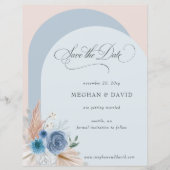 Budget Boho Dusty Blue Pampas Save the Date (Voorkant)