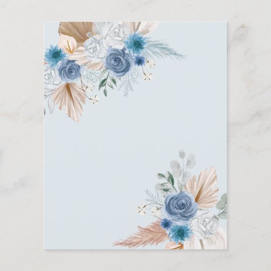 Budget Boho Dusty Blue Pampas Sweet 16 Uitnodiging (Achterkant)