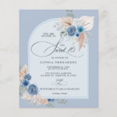 Budget Boho Dusty Blue Pampas Sweet 16 Uitnodiging (Voorkant)