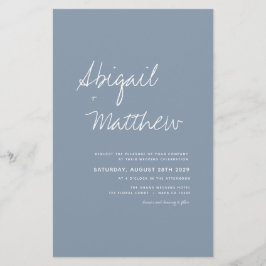 Budget Boho Dusty Blue Photo Wedding Invitation Flyer