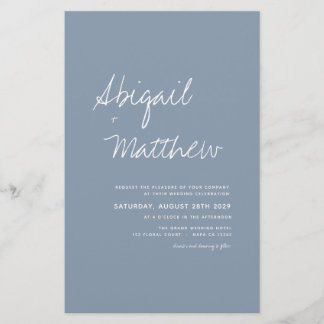 Budget Boho Dusty Blue Photo Wedding Invitation Flyer