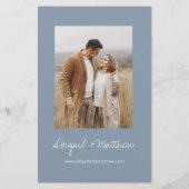 Budget Boho Dusty Blue Photo Wedding Invitation Flyer (Achterkant)