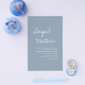 Budget Boho Dusty Blue Photo Wedding Invitation Flyer (Enkel)
