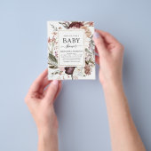 Budget Boho Dusty Pink Burgundy Baby shower Flyer (Hand)