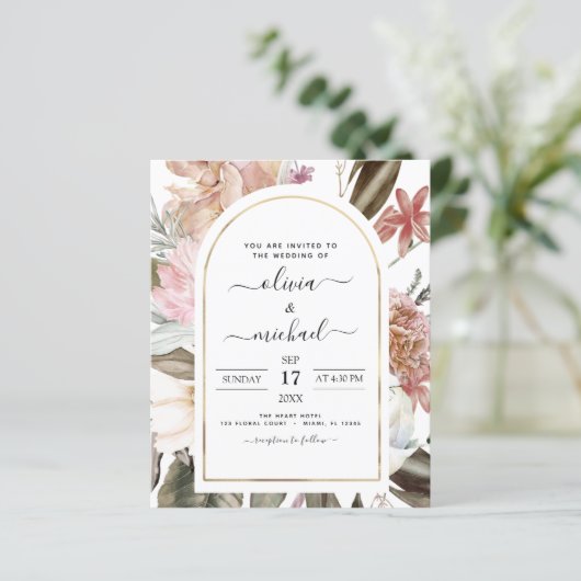 Budget Boho Dusty Pink Burgundy Weddenschap (Staand voorkant)