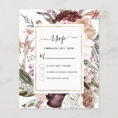 Budget Boho Dusty Pink Burgundy Wedding RSVP (Voorkant)
