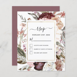 Budget Boho Dusty Pink Burgundy Wedding RSVP