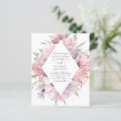 Budget Boho Dusty Pink Paarse Wedding Uitnodiging (Staand voorkant)