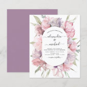 Budget Boho Dusty Pink Paarse Wedding Uitnodiging (Voorkant / Achterkant)