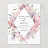 Budget Boho Dusty Pink Paarse Wedding Uitnodiging Flyer (Voorkant)
